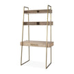 Mercana Cordell Light Brown Wood W/Gold Metal Office Desk Clearance