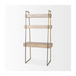 Mercana Cordell Light Brown Wood W/Gold Metal Office Desk Clearance