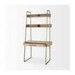 Mercana Cordell Light Brown Wood W/Gold Metal Office Desk Clearance