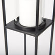 Mercana Cindy Matte Black Metal and Hurricane Glass Pillar Tabletop Candle Holders- Set of 2 Clearance