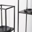 Mercana Cindy Matte Black Metal and Hurricane Glass Pillar Tabletop Candle Holders- Set of 2 Clearance