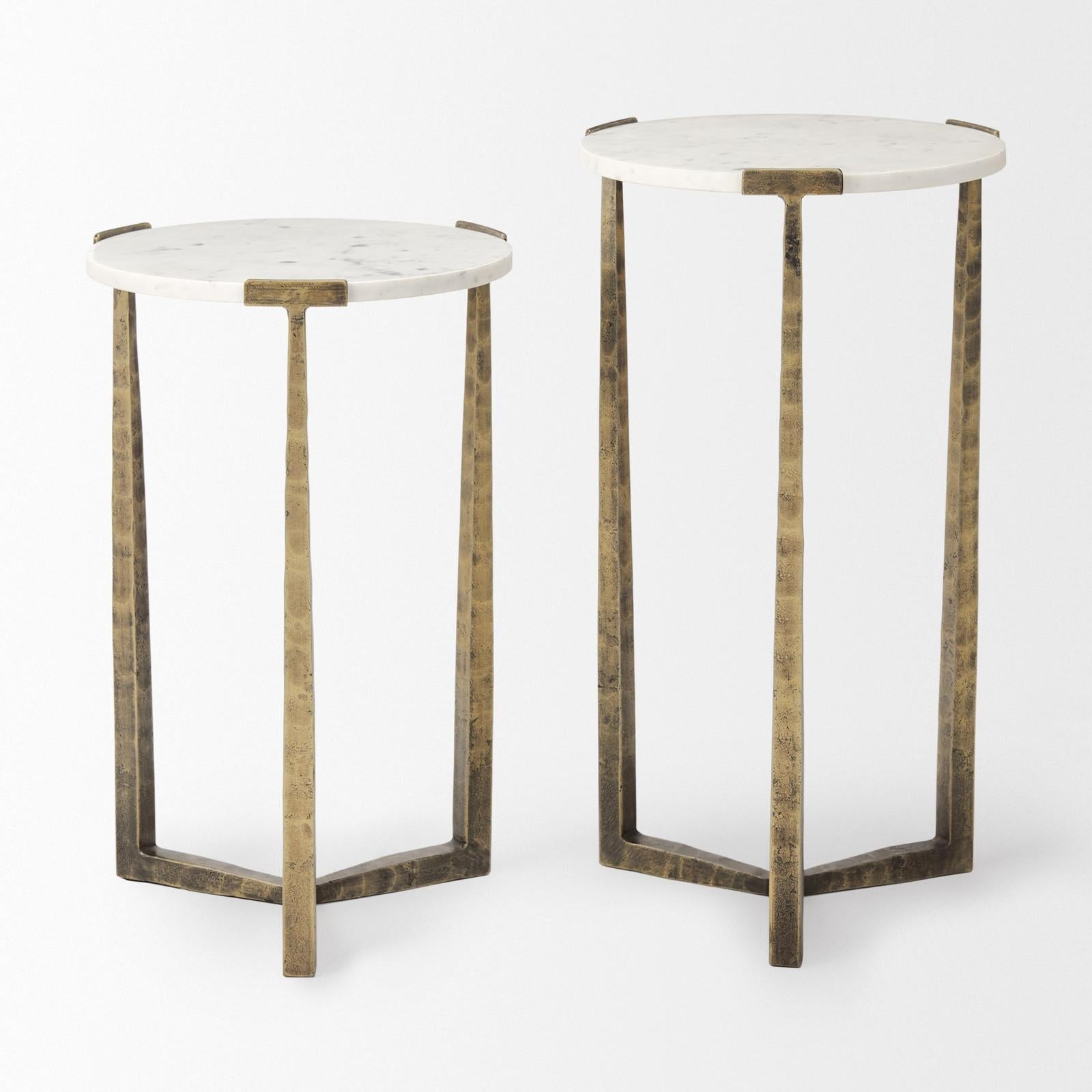 Mercana Atticus Antiqued Gold Metal Nesting Accent Tables - Set of 2