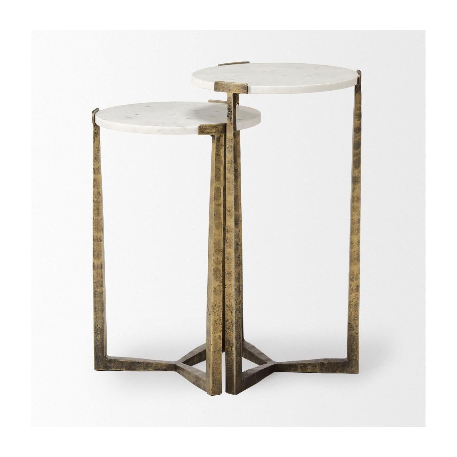 Mercana Atticus Antiqued Gold Metal Nesting Accent Tables - Set of 2