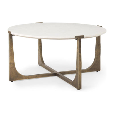 Mercana Atticus Antiqued Gold Metal Coffee Table