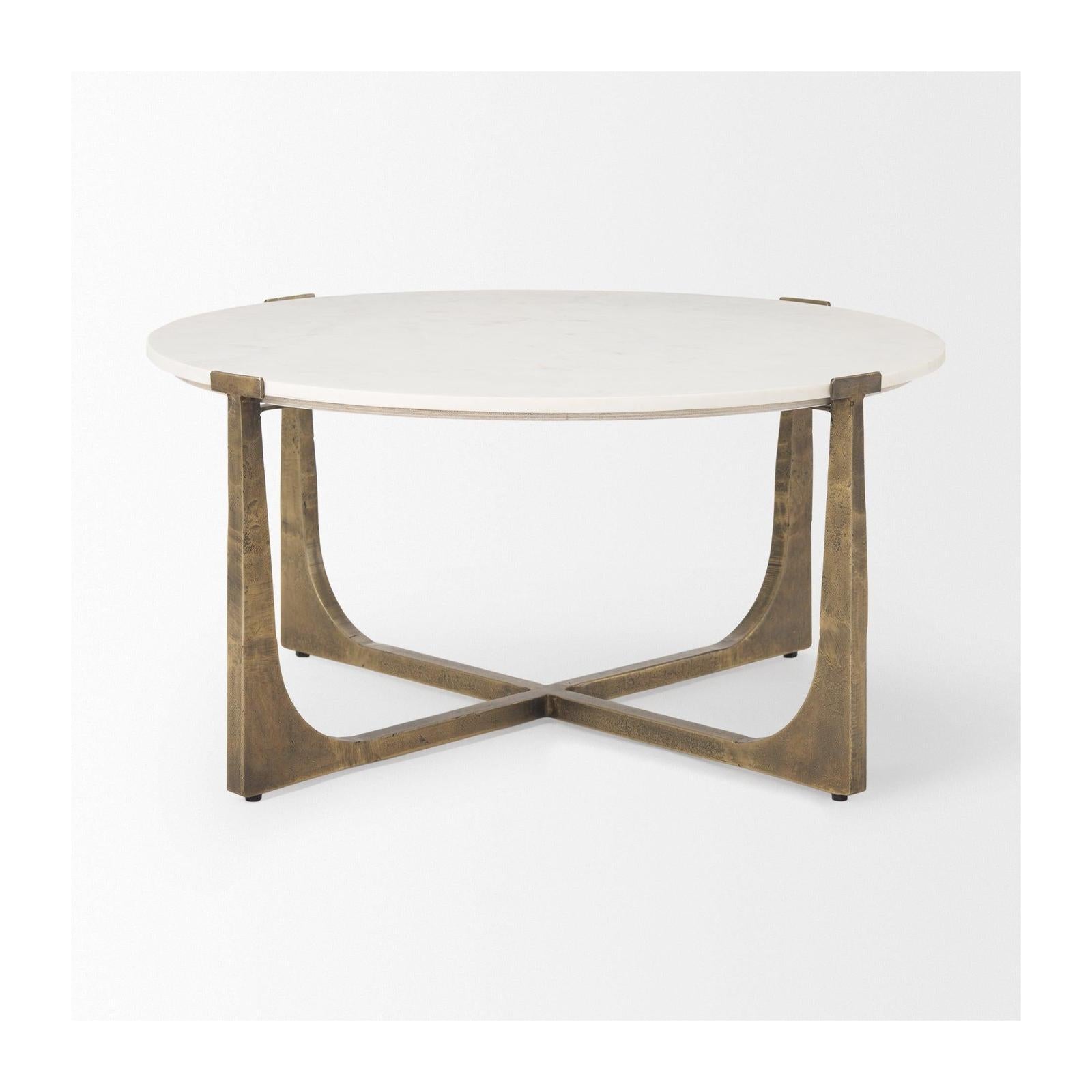 Mercana Atticus Antiqued Gold Metal Coffee Table