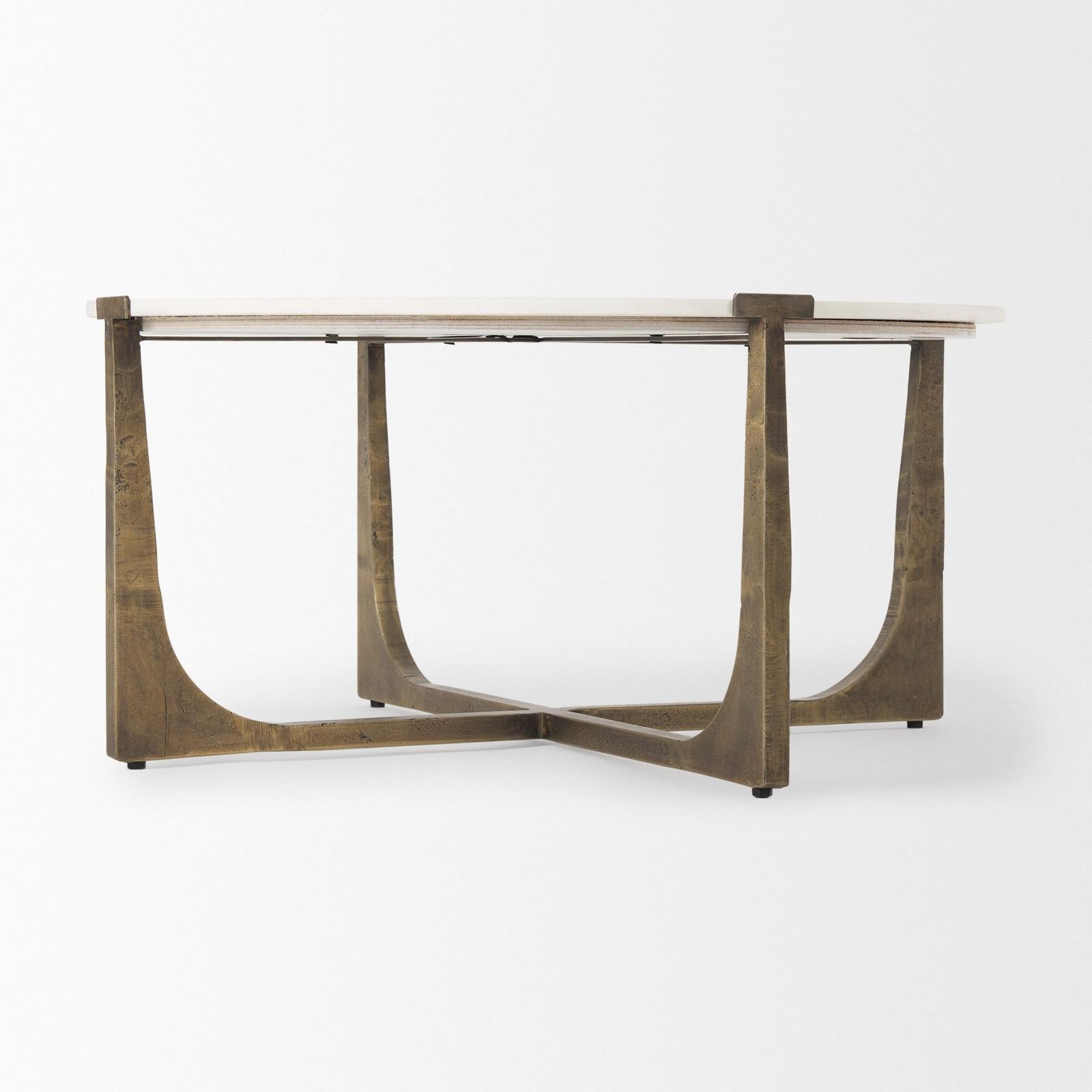 Mercana Atticus Antiqued Gold Metal Coffee Table