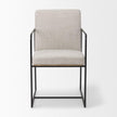 Mercana Stamford Beige Upholstered Seat w/ Wood Back, Black Metal Frame Dining Chair w/ Arms Clearance