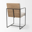 Mercana Stamford Beige Upholstered Seat w/ Wood Back, Black Metal Frame Dining Chair w/ Arms Clearance
