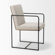 Mercana Stamford Beige Upholstered Seat w/ Wood Back, Black Metal Frame Dining Chair w/ Arms Clearance