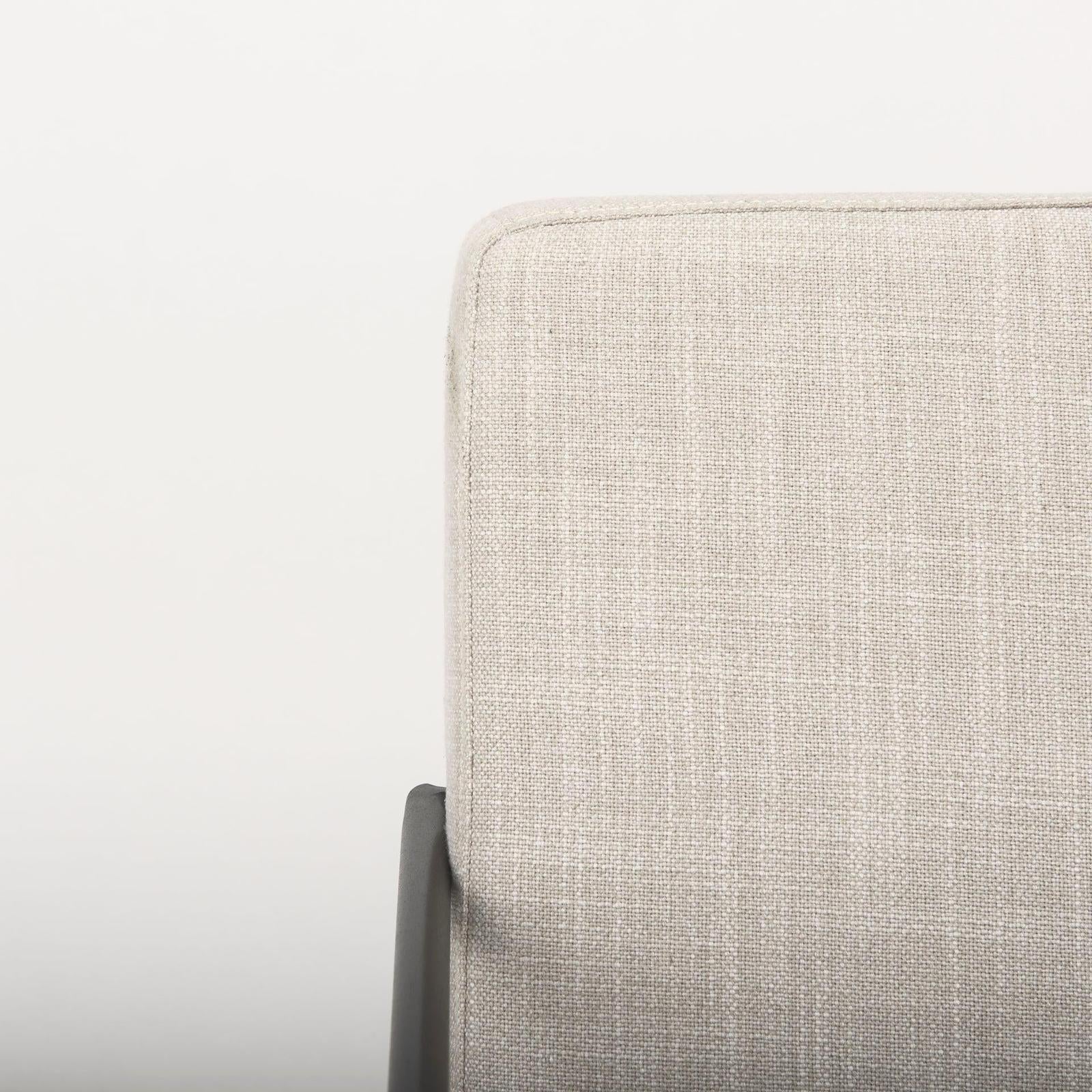 Mercana Stamford Beige Upholstered Seat w/ Wood Back, Black Metal Frame Dining Chair w/ Arms Clearance