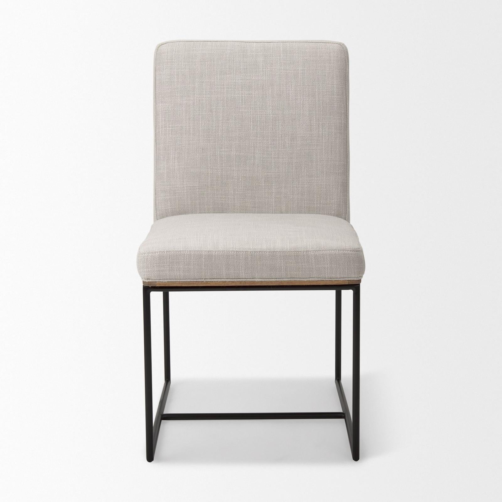 Mercana Stamford Beige Upholstered Seat w/ Wood Back, Black Metal Frame Dining Chair