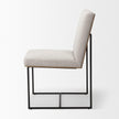 Mercana Stamford Beige Upholstered Seat w/ Wood Back, Black Metal Frame Dining Chair