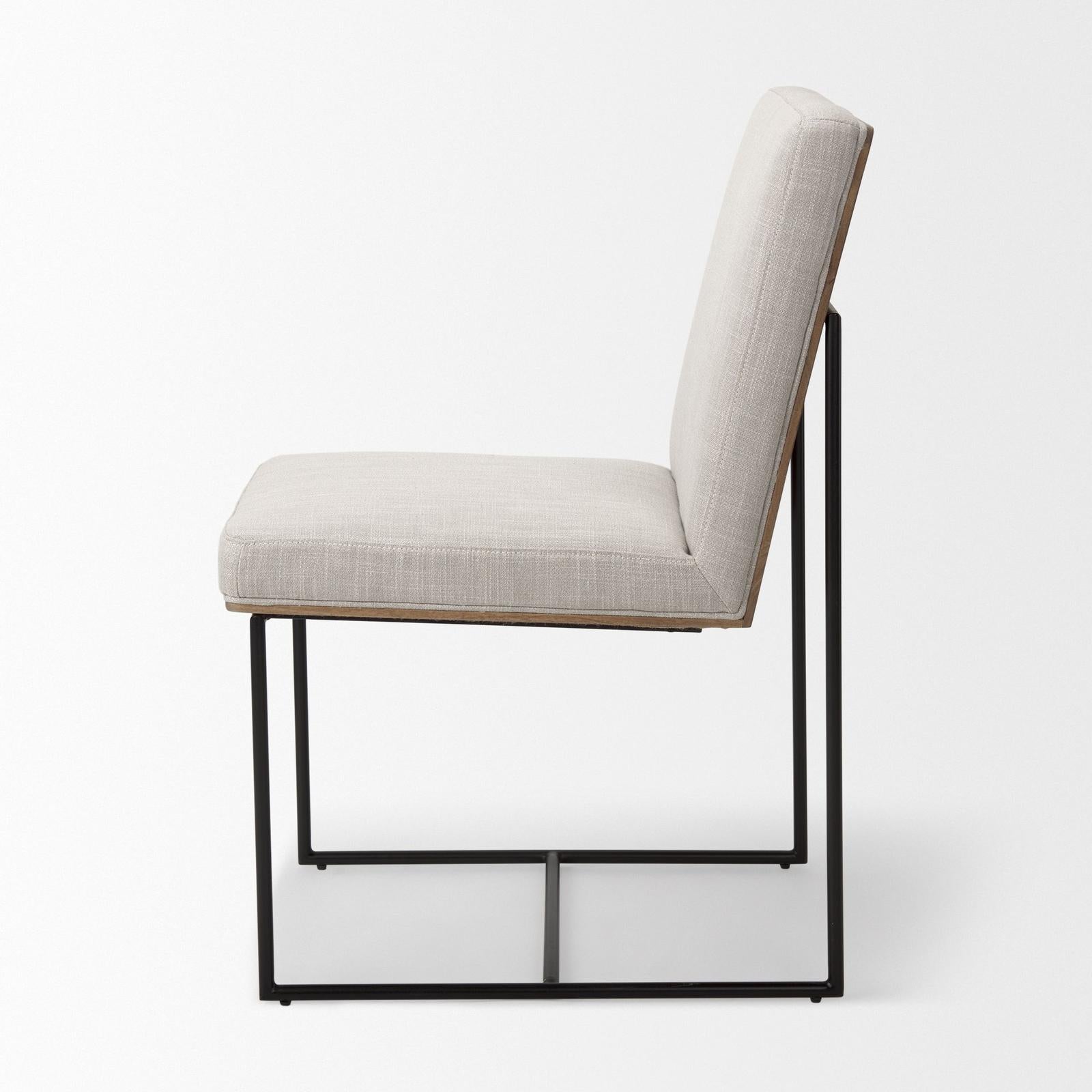 Mercana Stamford Beige Upholstered Seat w/ Wood Back, Black Metal Frame Dining Chair