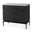 Mercana Divina Black-Brown Wood w/ White Marble Top and Black Metal Base Accent Cabinet