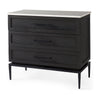 Mercana Divina Black-Brown Wood w/ White Marble Top and Black Metal Base Accent Cabinet