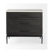 Mercana Divina Black-Brown Wood w/ White Marble Top and Black Metal Base Accent Cabinet