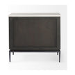 Mercana Divina Black-Brown Wood w/ White Marble Top and Black Metal Base Accent Cabinet