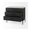 Mercana Divina Black-Brown Wood w/ White Marble Top and Black Metal Base Accent Cabinet