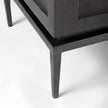 Mercana Divina Black-Brown Wood w/ White Marble Top and Black Metal Base Accent Cabinet