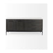 Mercana Divina Black-Brown Wood w/ White Marble Top and Black Metal Base Sideboard