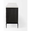 Mercana Divina Black-Brown Wood w/ White Marble Top and Black Metal Base Sideboard