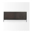 Mercana Divina Black-Brown Wood w/ White Marble Top and Black Metal Base Sideboard
