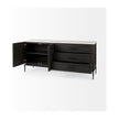 Mercana Divina Black-Brown Wood w/ White Marble Top and Black Metal Base Sideboard
