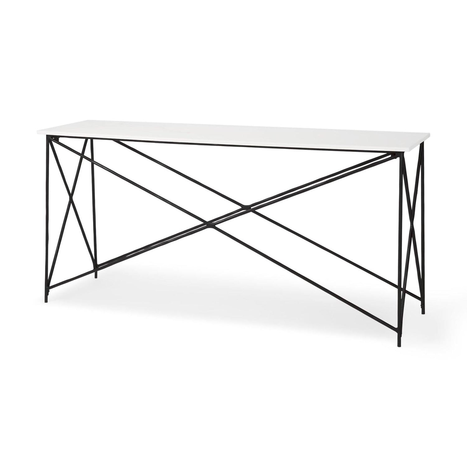 Mercana Lorlei Marble Top w/ Gray Iron Base Console Table