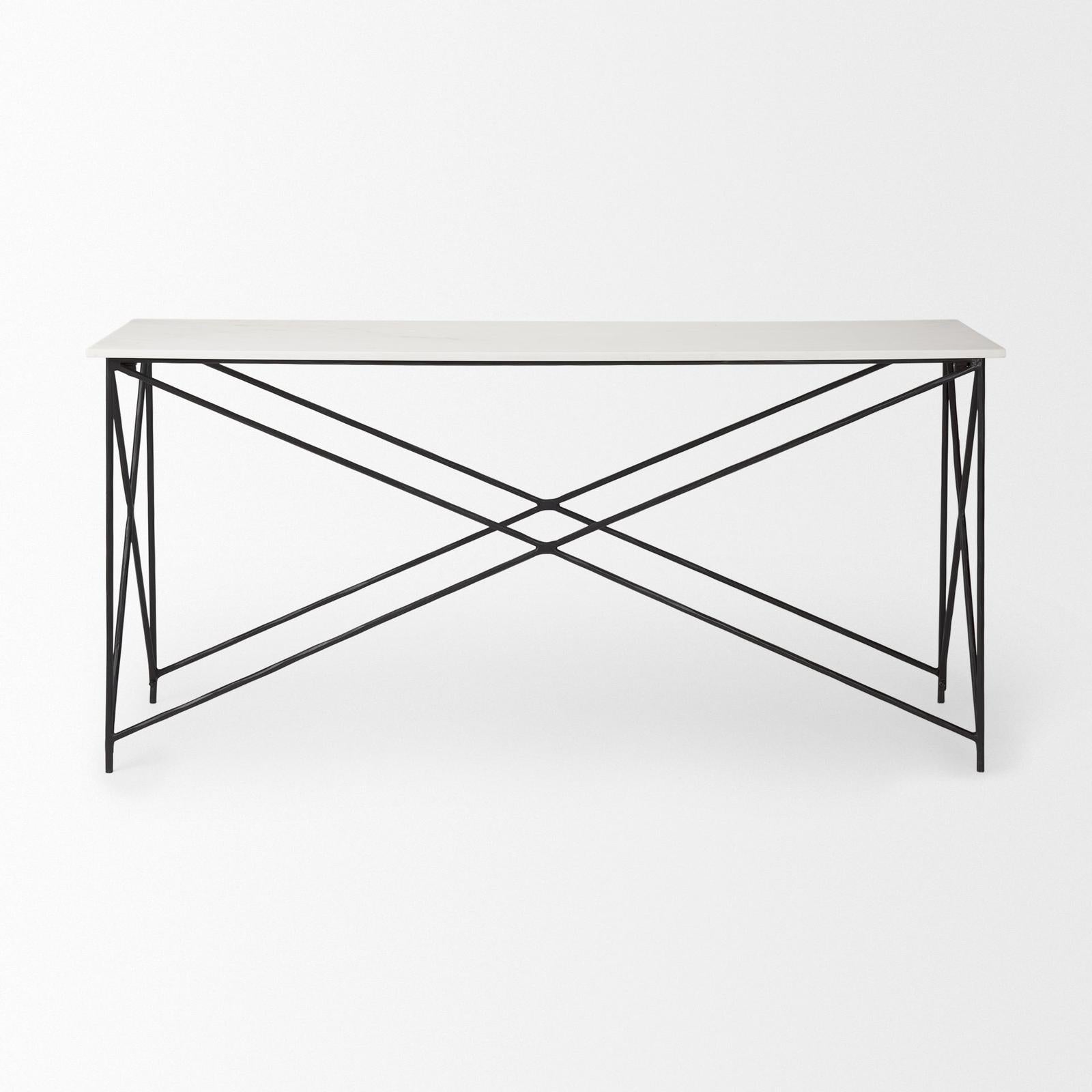 Mercana Lorlei Marble Top w/ Gray Iron Base Console Table