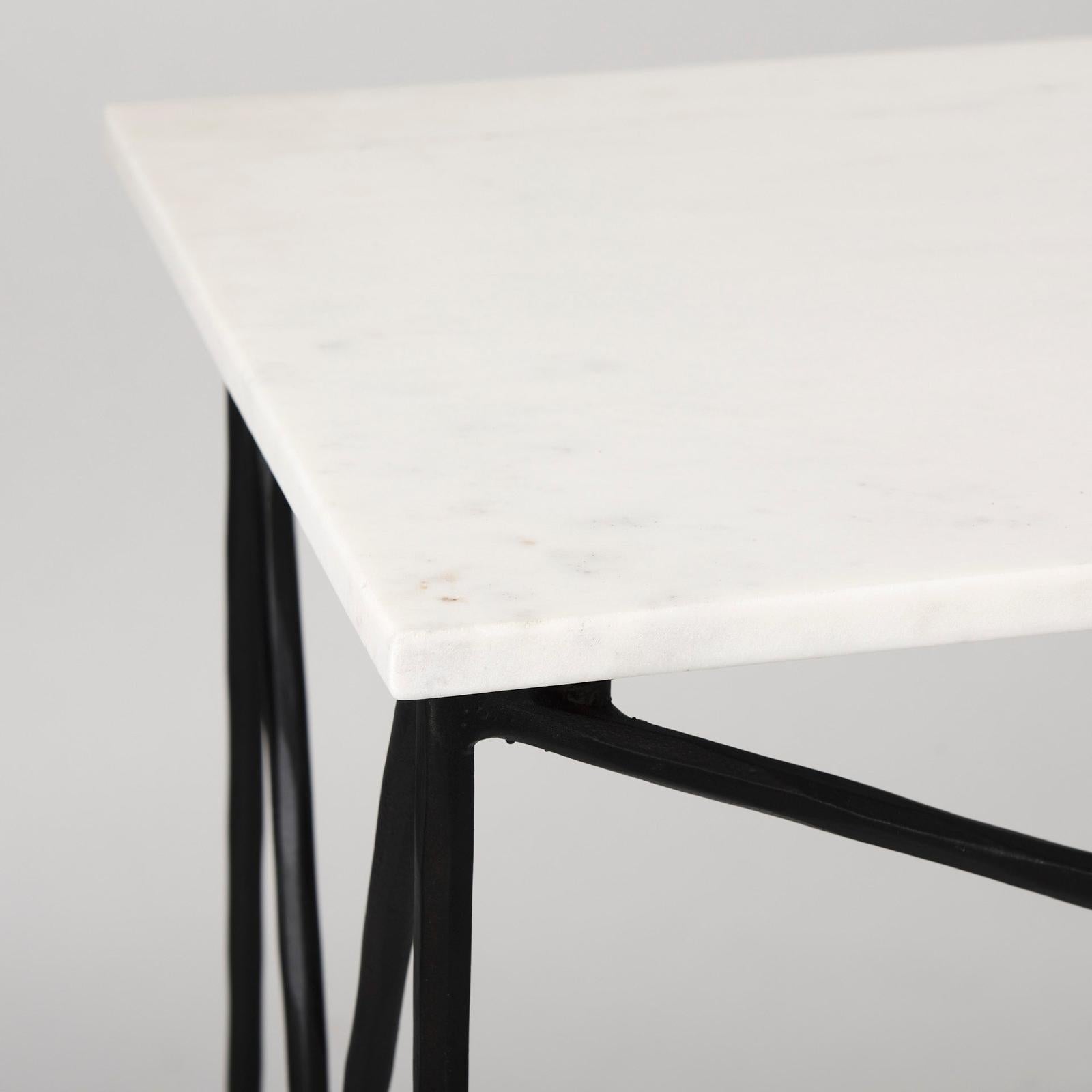 Mercana Lorlei Marble Top w/ Gray Iron Base Console Table