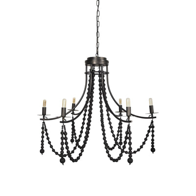 Mercana Selma Wood Bead and Metal Chandelier