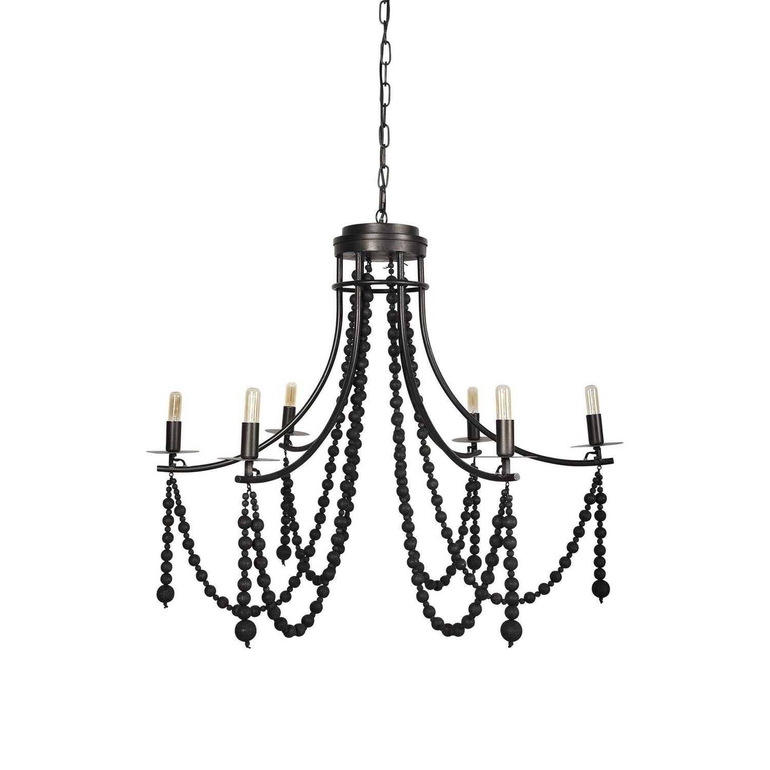 Mercana Selma Wood Bead and Metal Chandelier Clearance