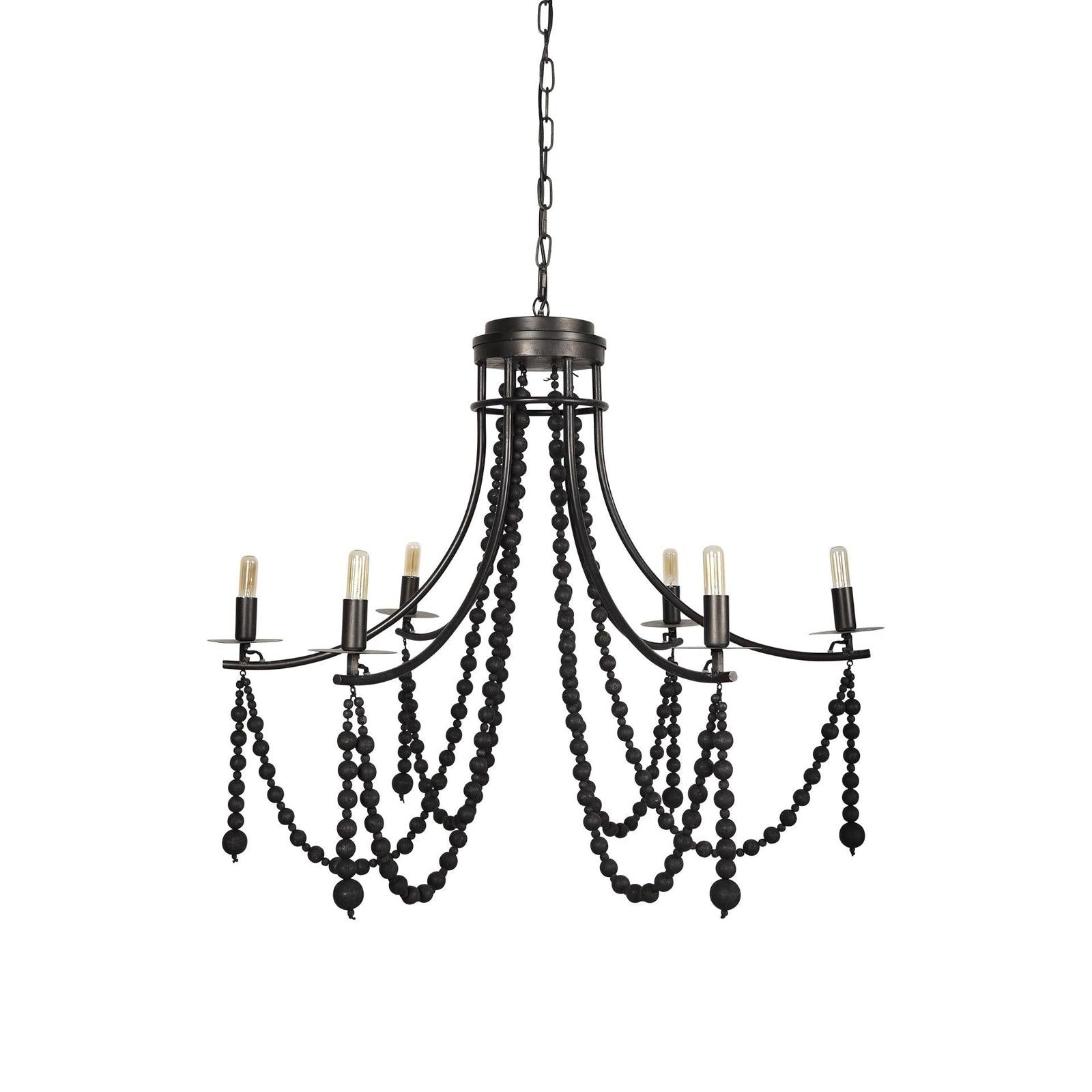 Mercana Selma Wood Bead and Metal Chandelier Clearance