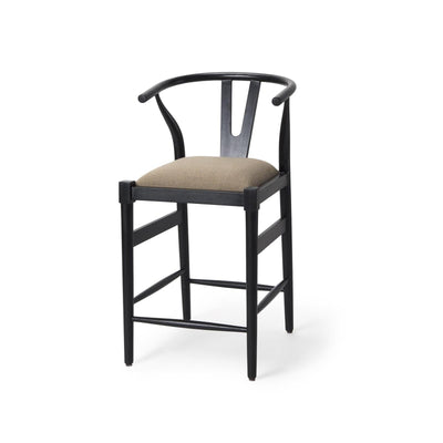 Mercana Trixie Black Wood Frame w/ Dark Taupe Fabric Seat Counter Stool Clearance