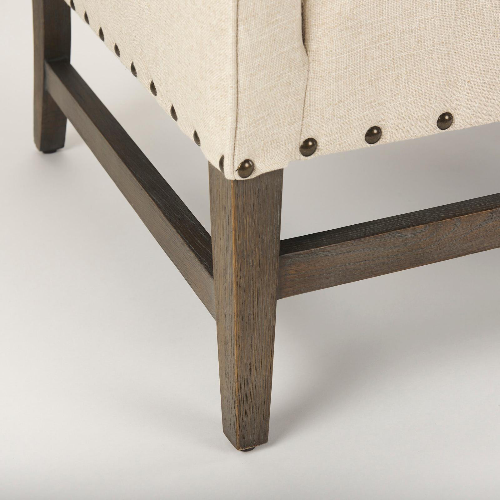 Mercana Kensington Cream Linen Fabric and Wood Accent Chair Clearance