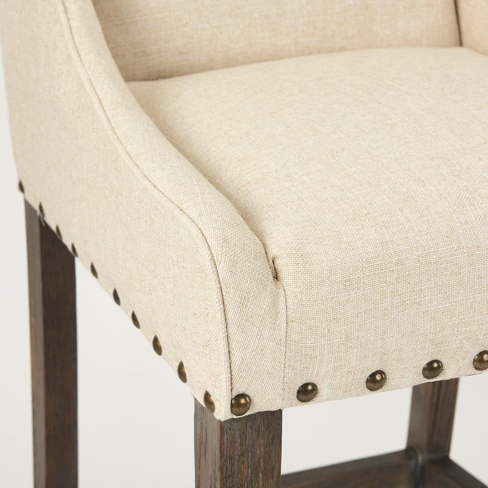 Mercana Kensington Cream Fabric Seat Brown Wood Frame Counter Stool Clearance