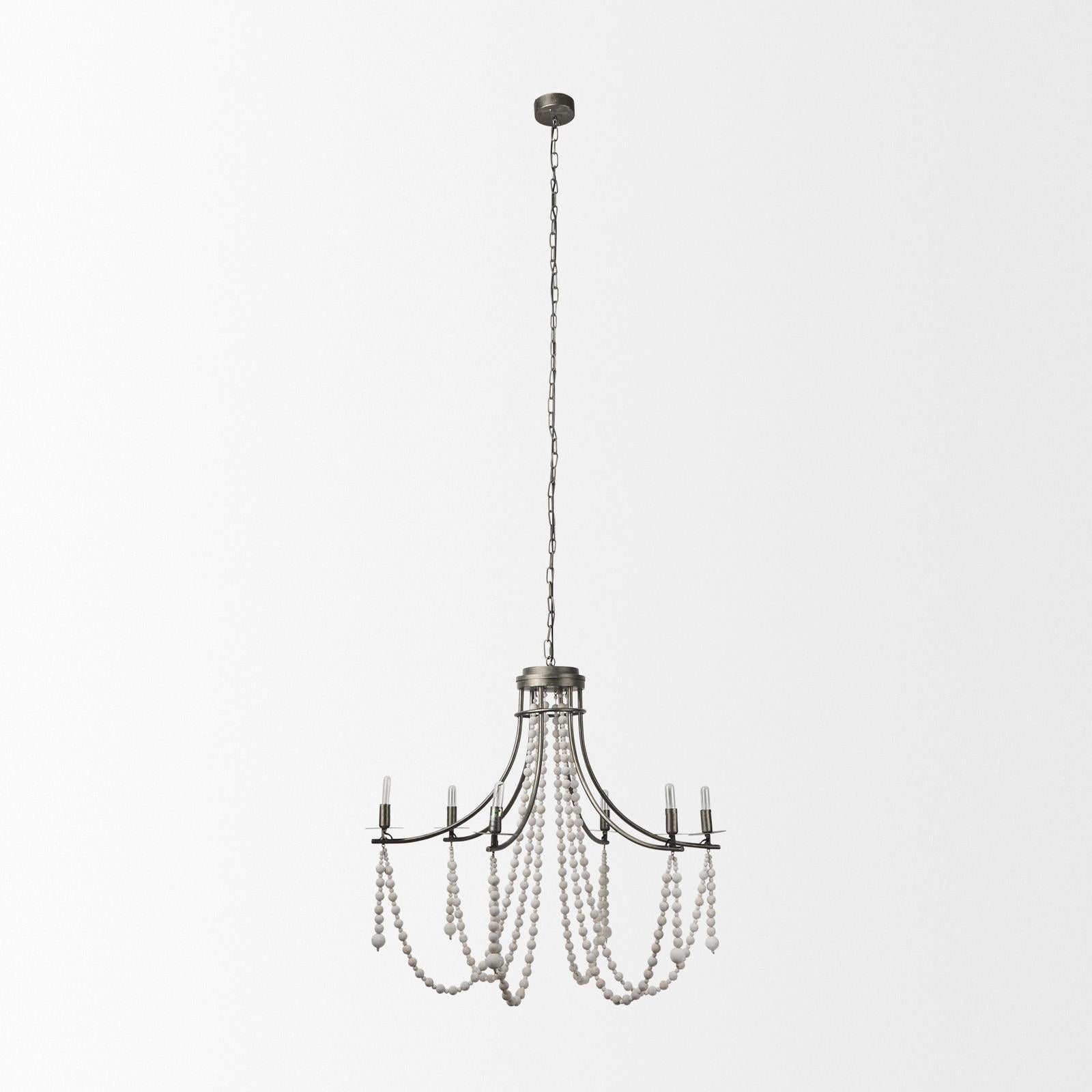 Mercana Selma Wood Bead and Metal Chandelier Clearance