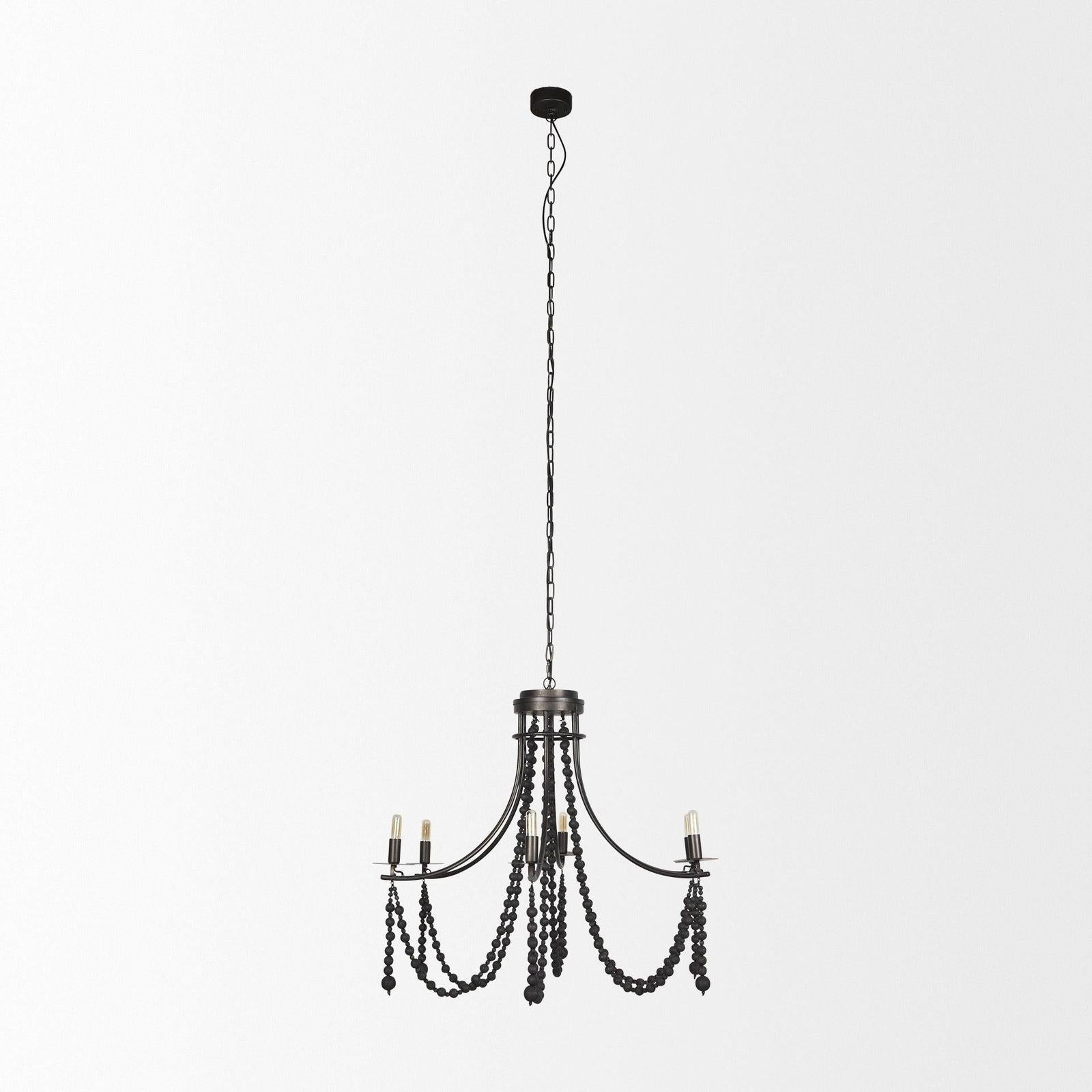 Mercana Selma Wood Bead and Metal Chandelier Clearance