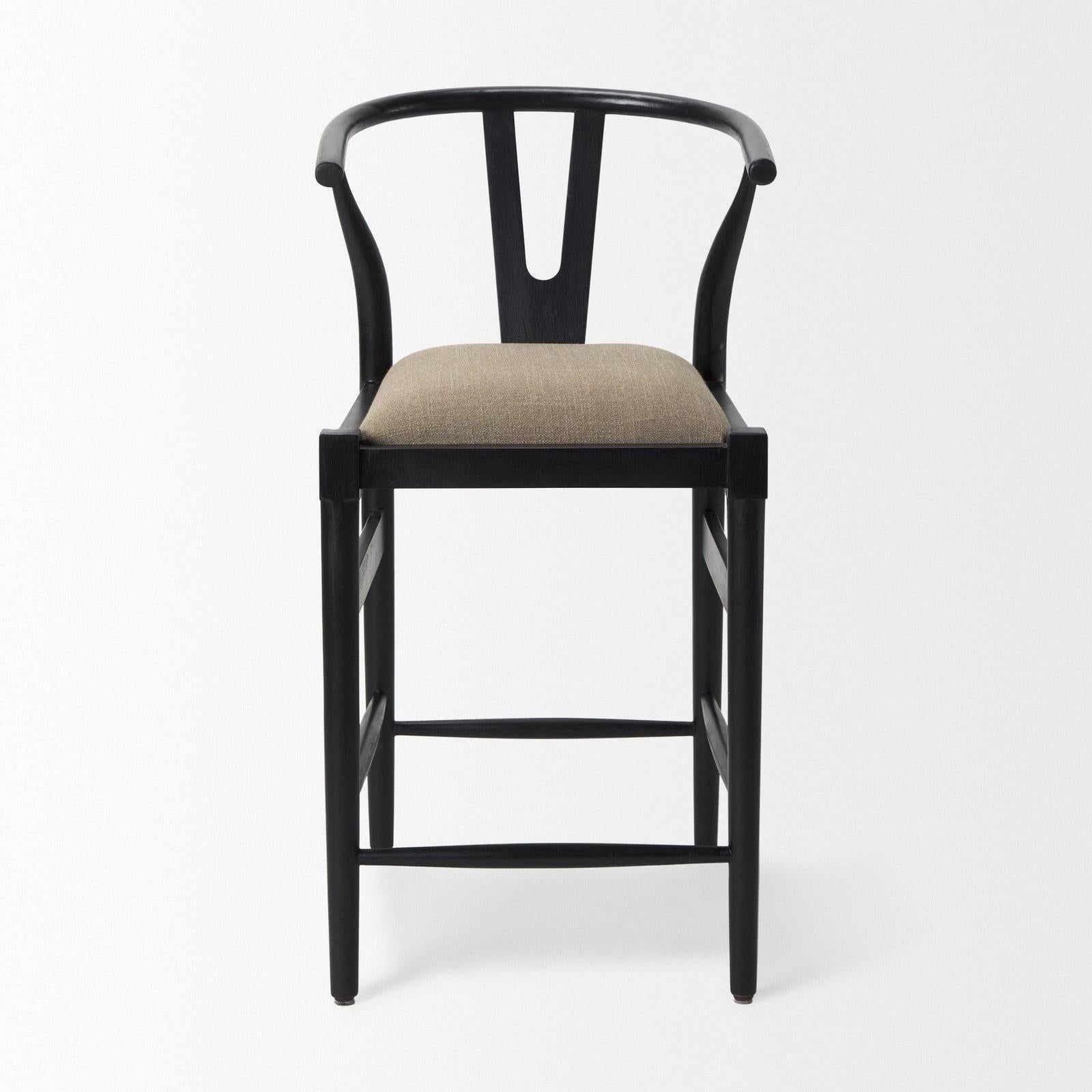 Mercana Trixie Black Wood Frame w/ Dark Taupe Fabric Seat Counter Stool Clearance