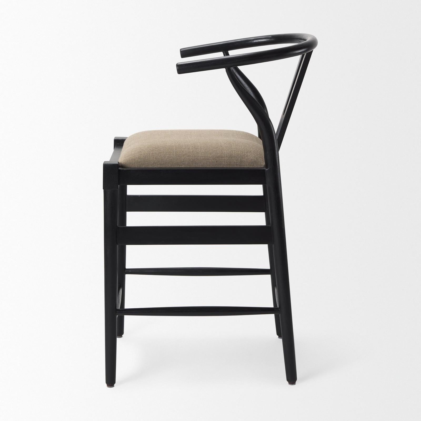 Mercana Trixie Black Wood Frame w/ Dark Taupe Fabric Seat Counter Stool Clearance
