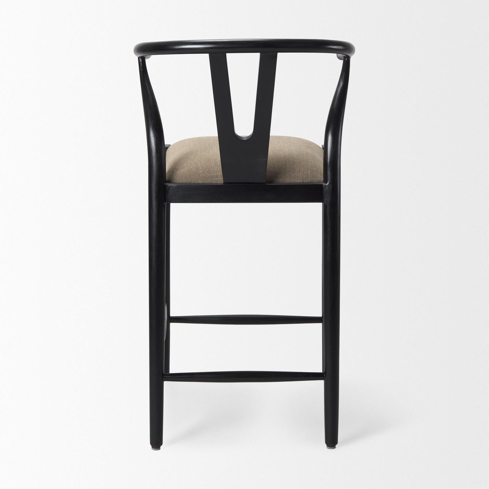Mercana Trixie Black Wood Frame w/ Dark Taupe Fabric Seat Counter Stool Clearance