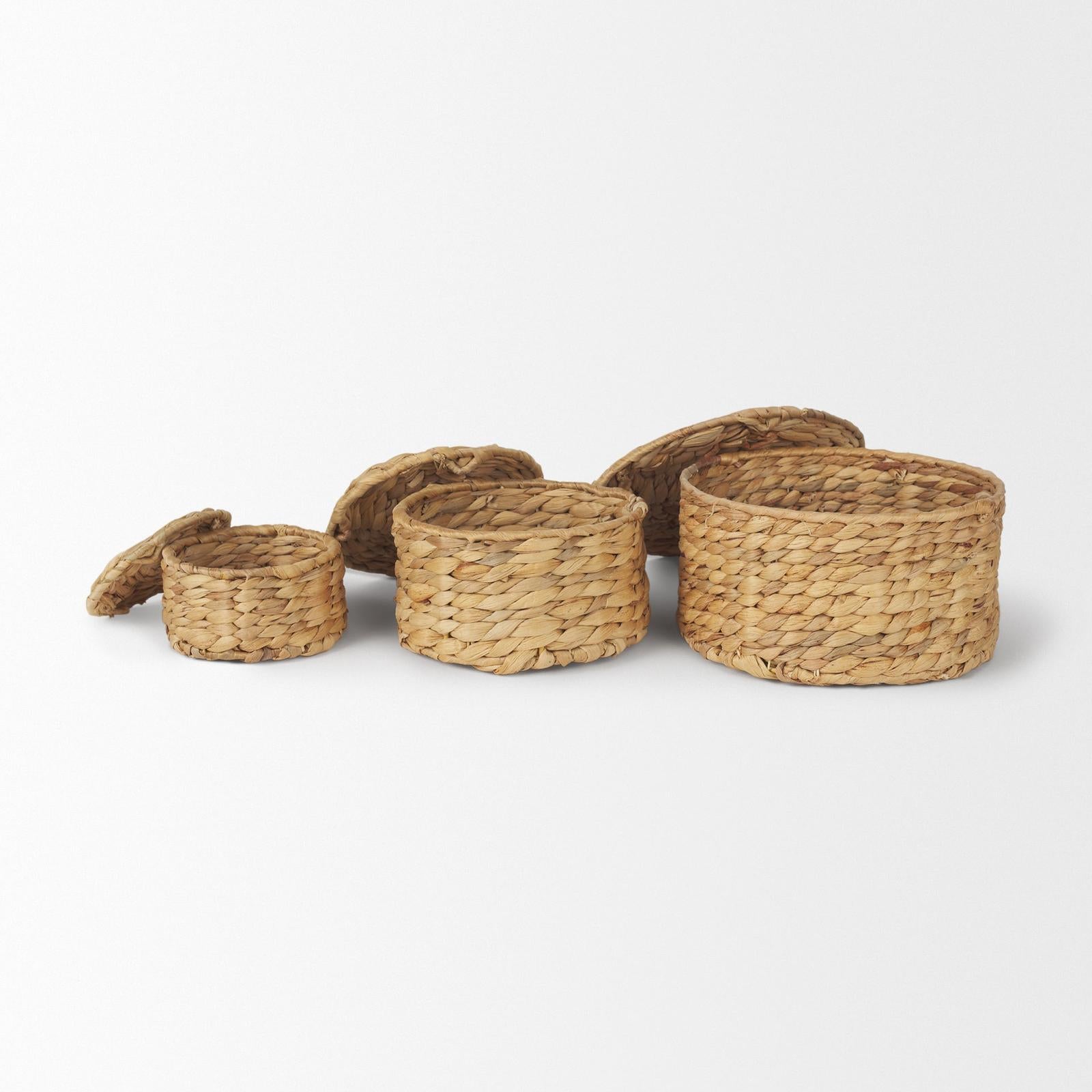 Mercana Kea Nesting Water Hyacinth Boxes with Lids- Set of 3