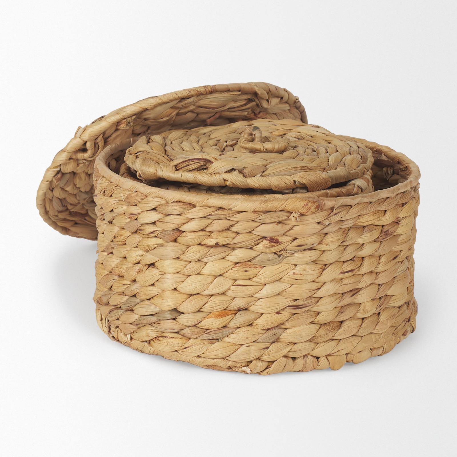 Mercana Kea Nesting Water Hyacinth Boxes with Lids- Set of 3