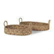 Mercana Haini Large Basketweave Seagrass Trays w/ Loop Handles- Set of 2