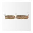 Mercana Haini Large Basketweave Seagrass Trays w/ Loop Handles- Set of 2