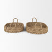 Mercana Haini Large Basketweave Seagrass Trays w/ Loop Handles- Set of 2