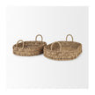 Mercana Haini Large Basketweave Seagrass Trays w/ Loop Handles- Set of 2
