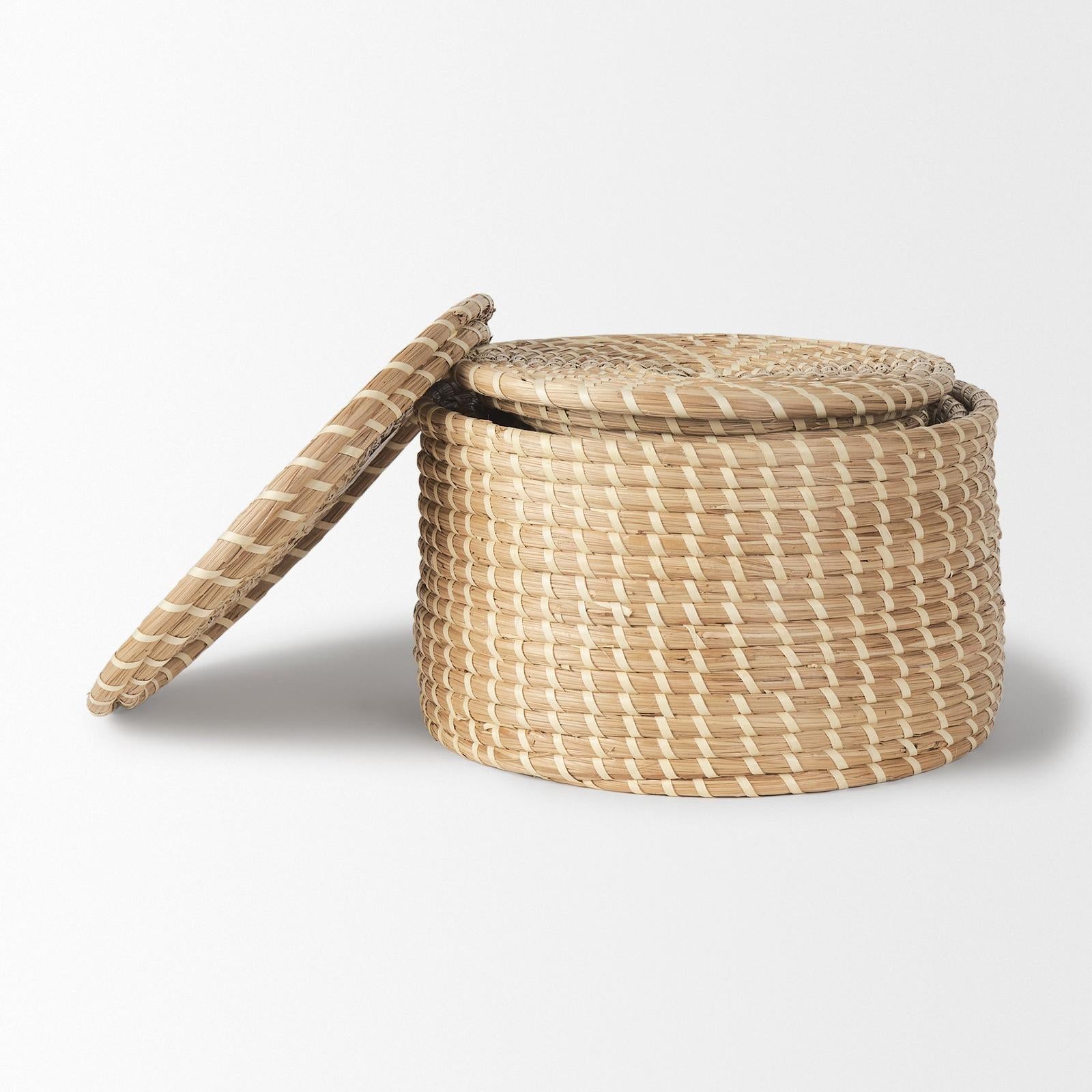 Mercana Kailini Nesting Seagrass & Palm Leaf Boxes with Lids- Set of 3