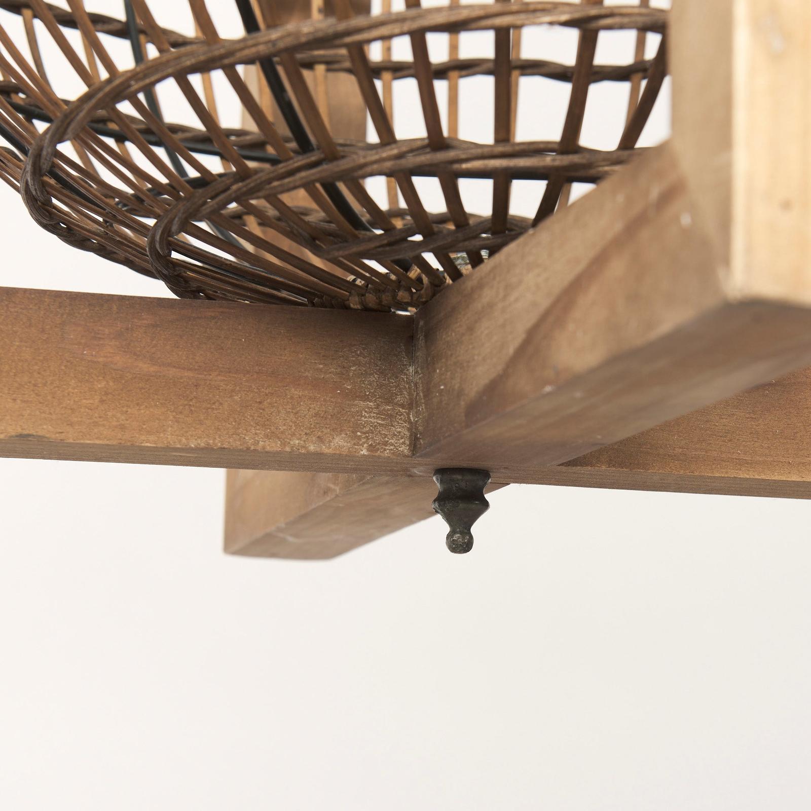 Mercana Kiley Warm Wood Basket Lantern Pendant Light Clearance