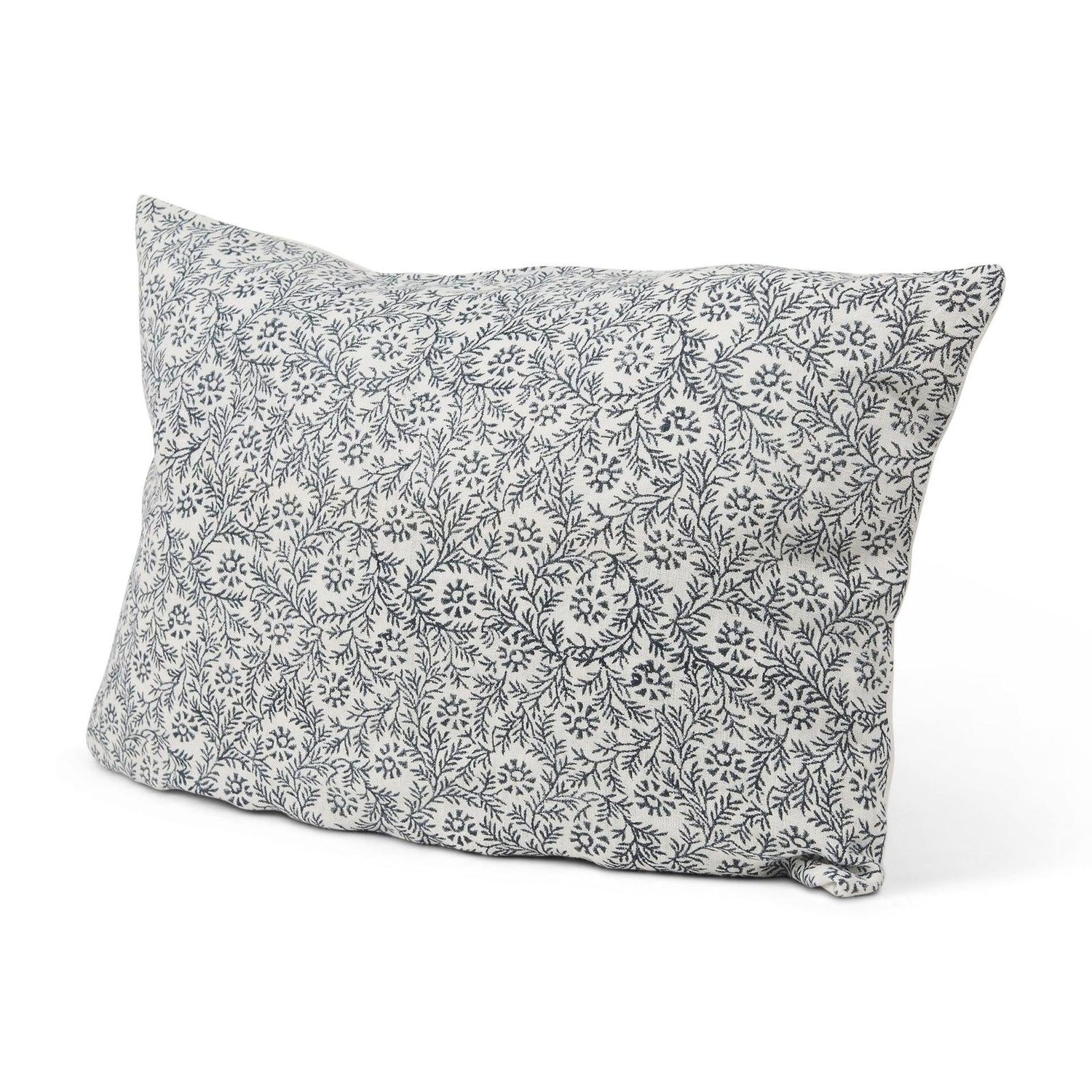 Mercana Jayne Cream w/ Indigo Print Linen Lumbar Decorative Pillow Cover Clearance